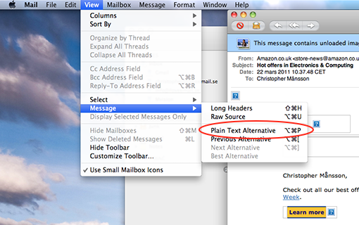 Apple Mail textformat