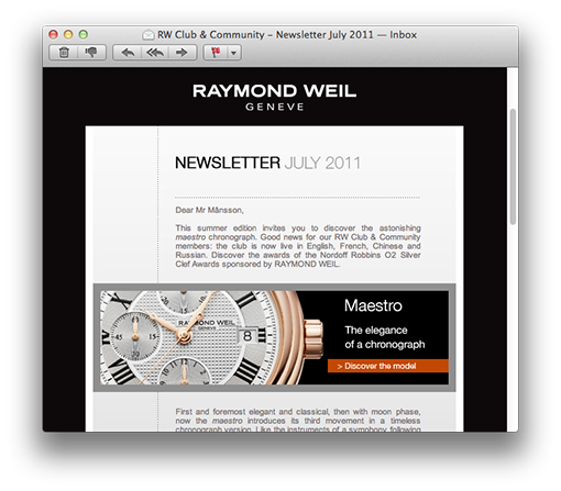 Raymond Weil Newsletter